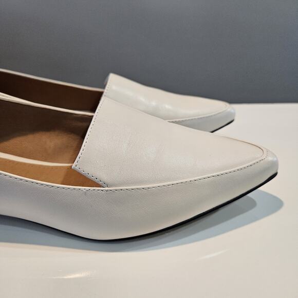 Nine West Womens 9M Flats Loafers Pointed Toe Cream Ivory Leather Upper - Picture 4 of 10